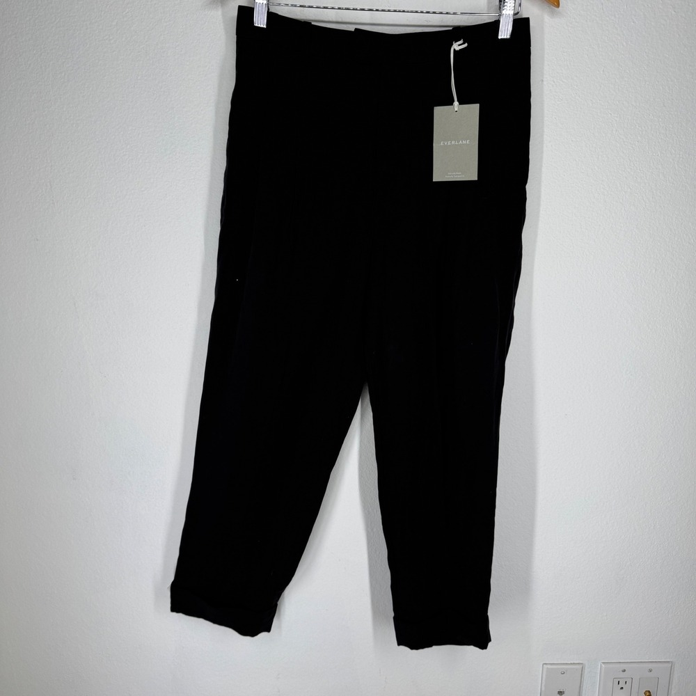 Everlane The Put-Together Pleat Pant Black Lyocell High Rise Trousers Size 6 NEW